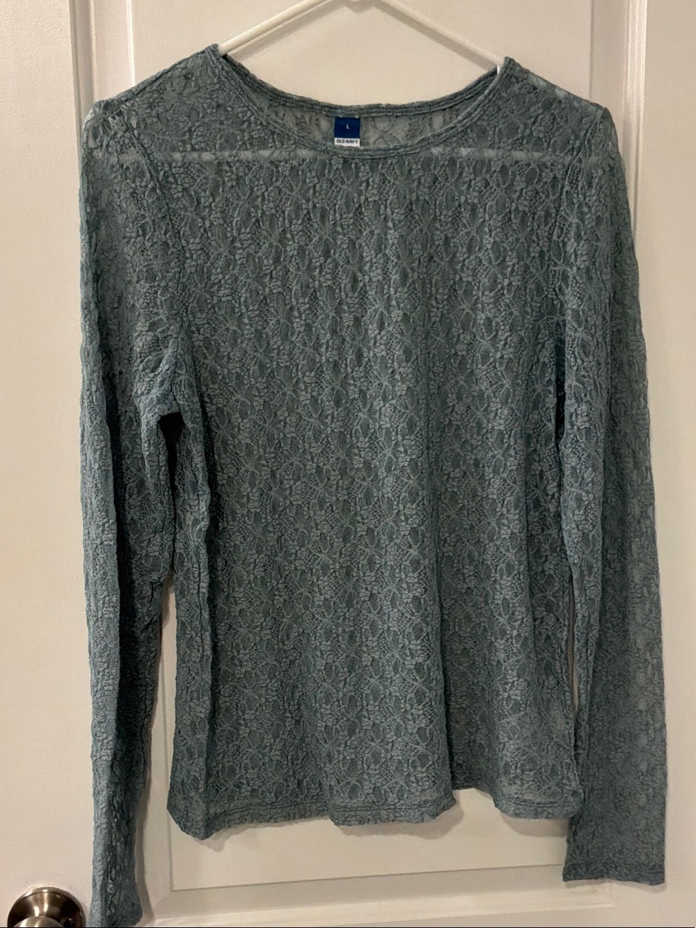 Old Navy Blue Green Lace Long-Sleeve Too